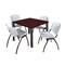 Kee Kee Square Table & Chair Set, 36 W, 36 L, 29 H, Wood, Metal, Plastic Top TB3636MHBPBK47GY - alternate 1
